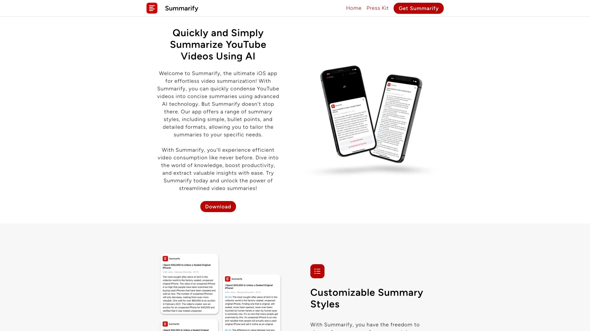 Summarify AI YouTube Video Summarization screenshot