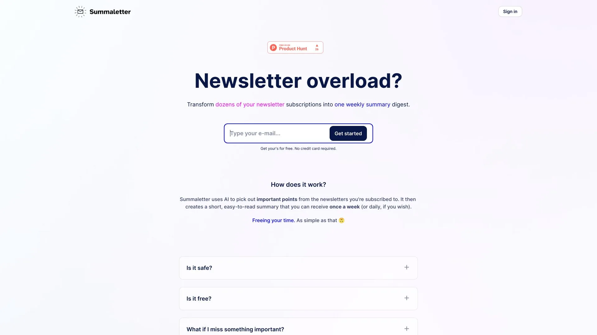 Summaletter screenshot