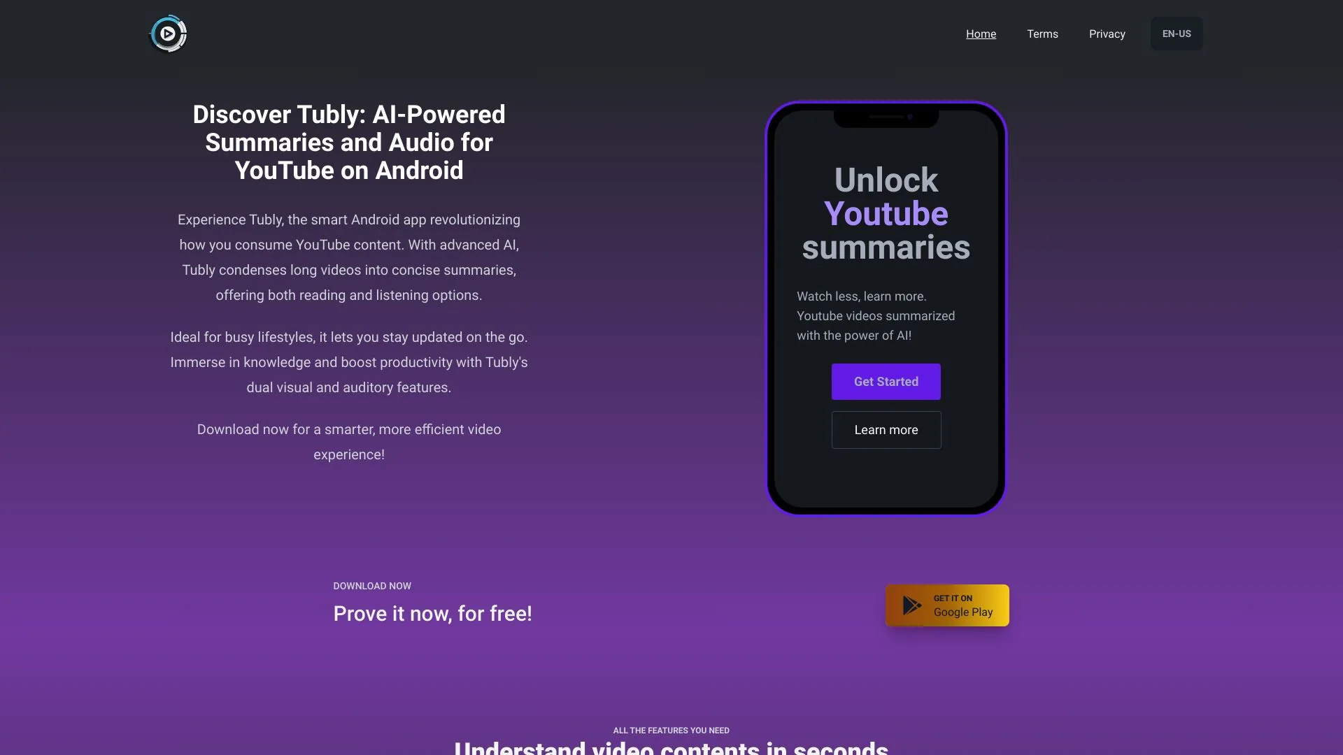 Tubly: YouTube Video Summary Assistant screenshot