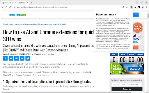 Page Summary screenshot