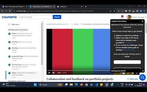 Lecture Summary screenshot