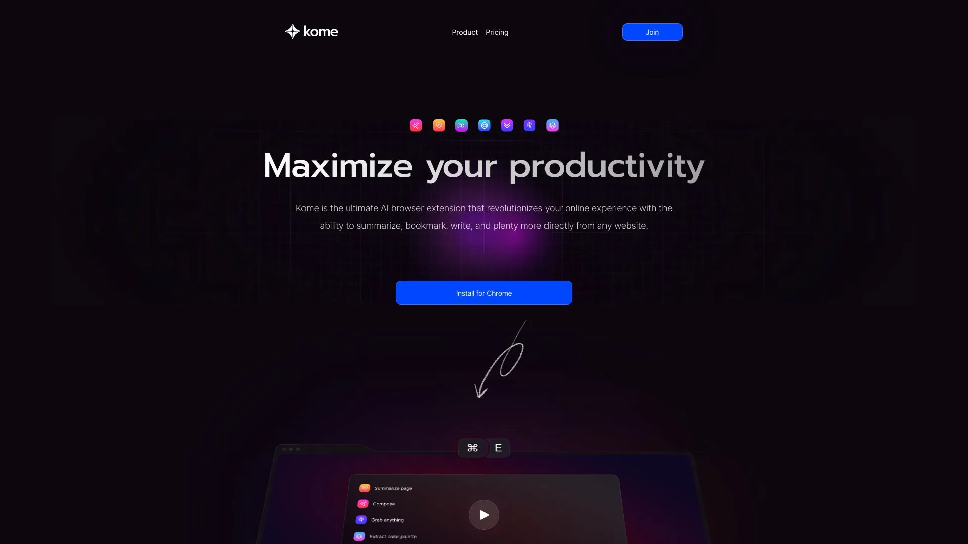 Kome: AI Summary and Bookmark Extension screenshot
