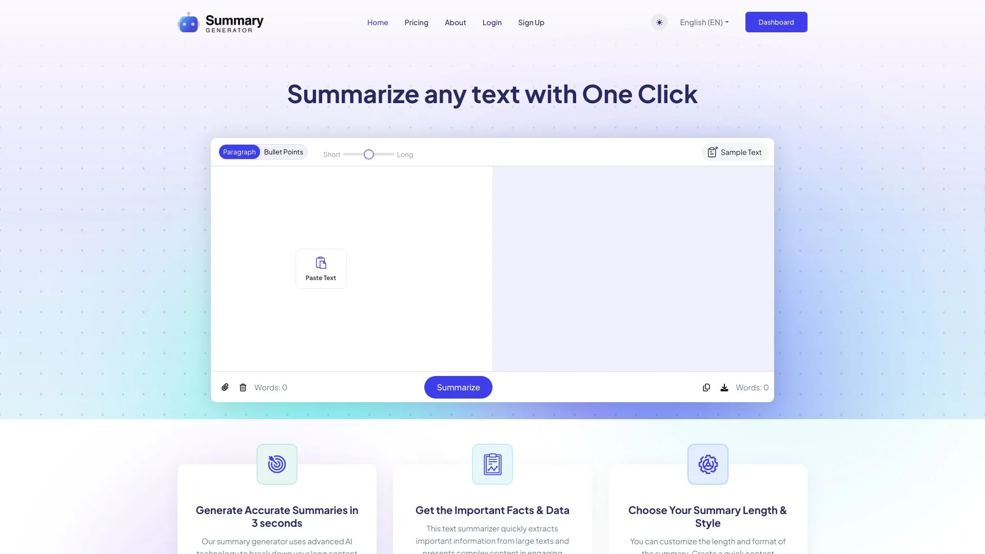 SummaryGenerator.io screenshot