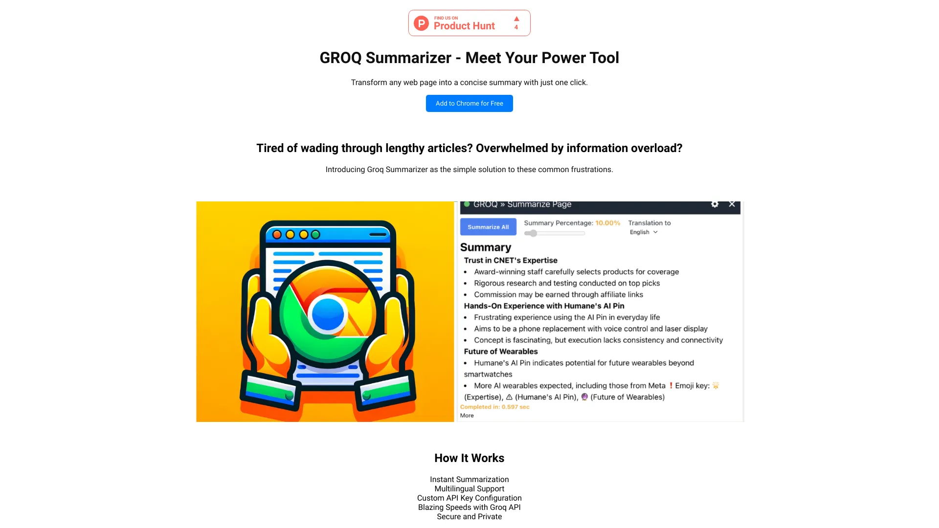 Groq Summarizer screenshot