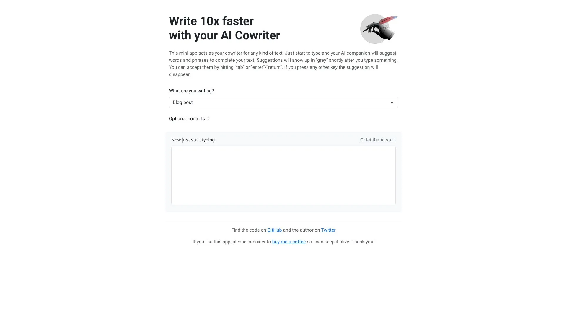 AI Cowriter screenshot