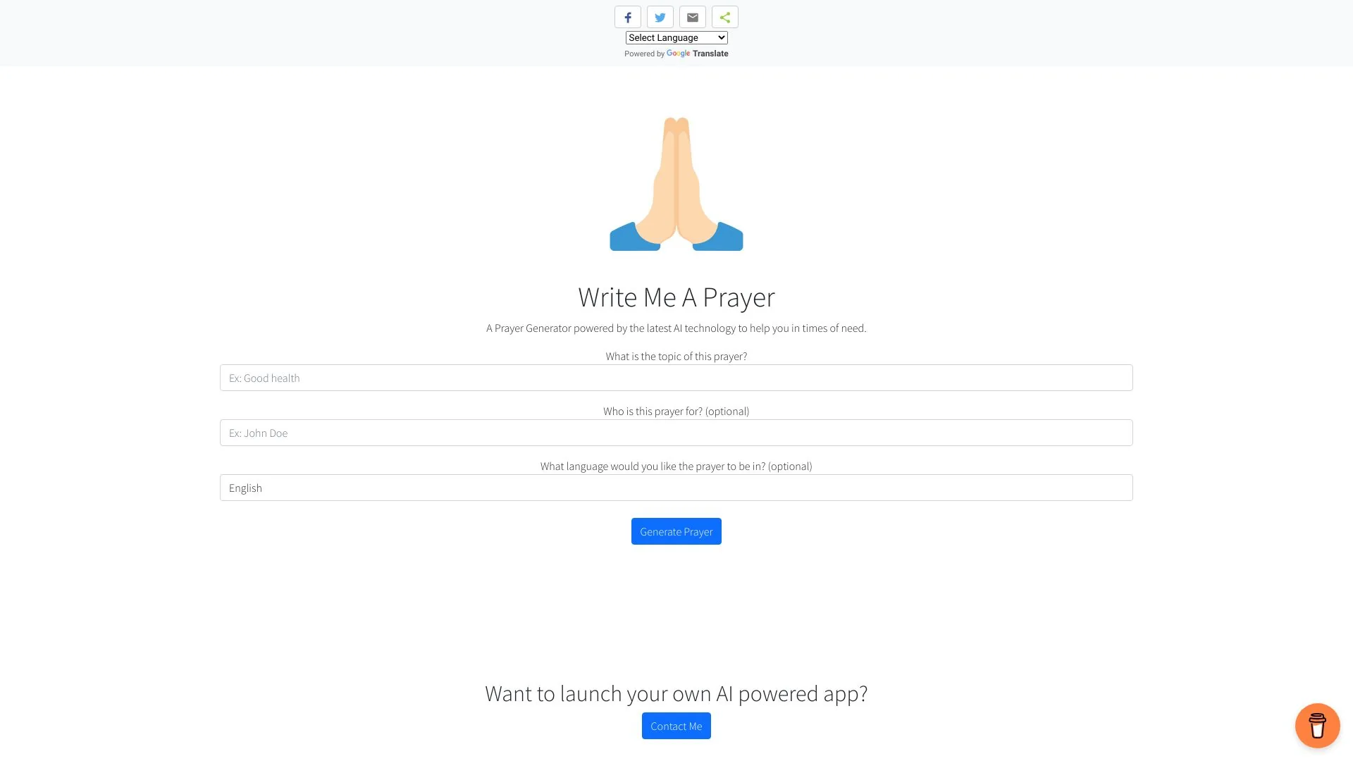 Write Me a Prayer - An AI-Powered Prayer Generator screenshot