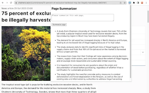 GPT Article Summarizer screenshot