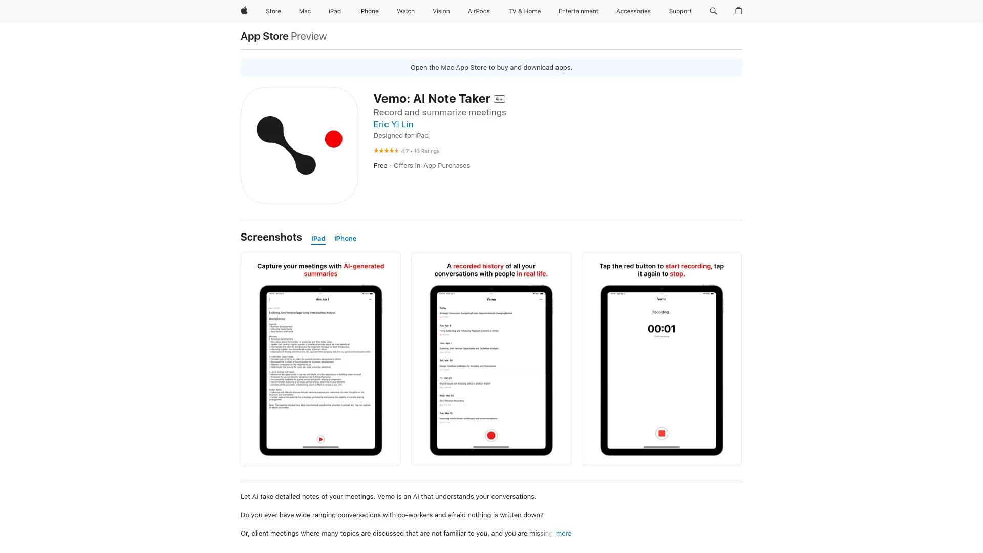 Vemo: AI Note Taker screenshot