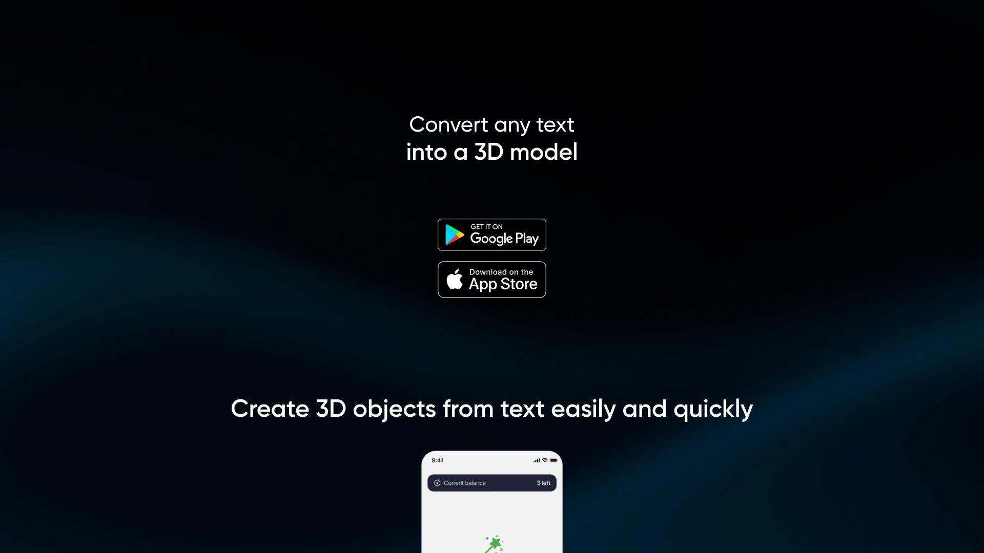 TextTo3D screenshot