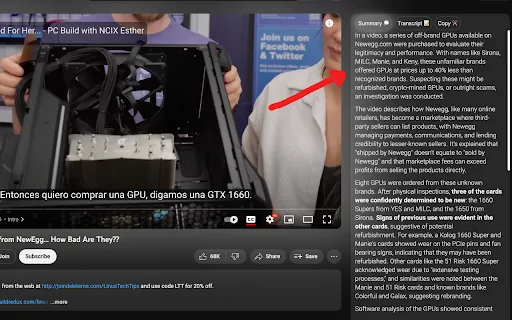 YouTube AI Summarizer screenshot