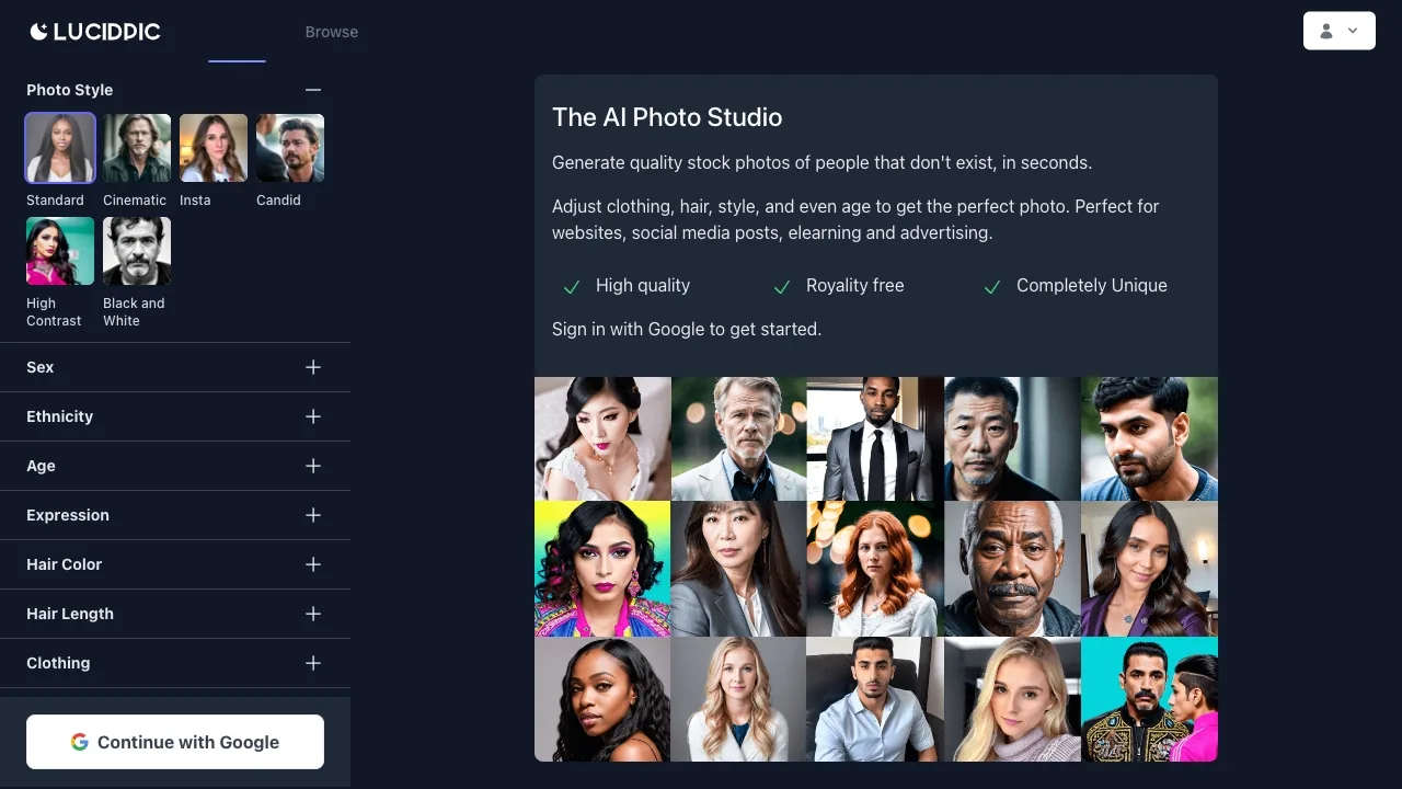 Lucidpic - AI Person Generator screenshot