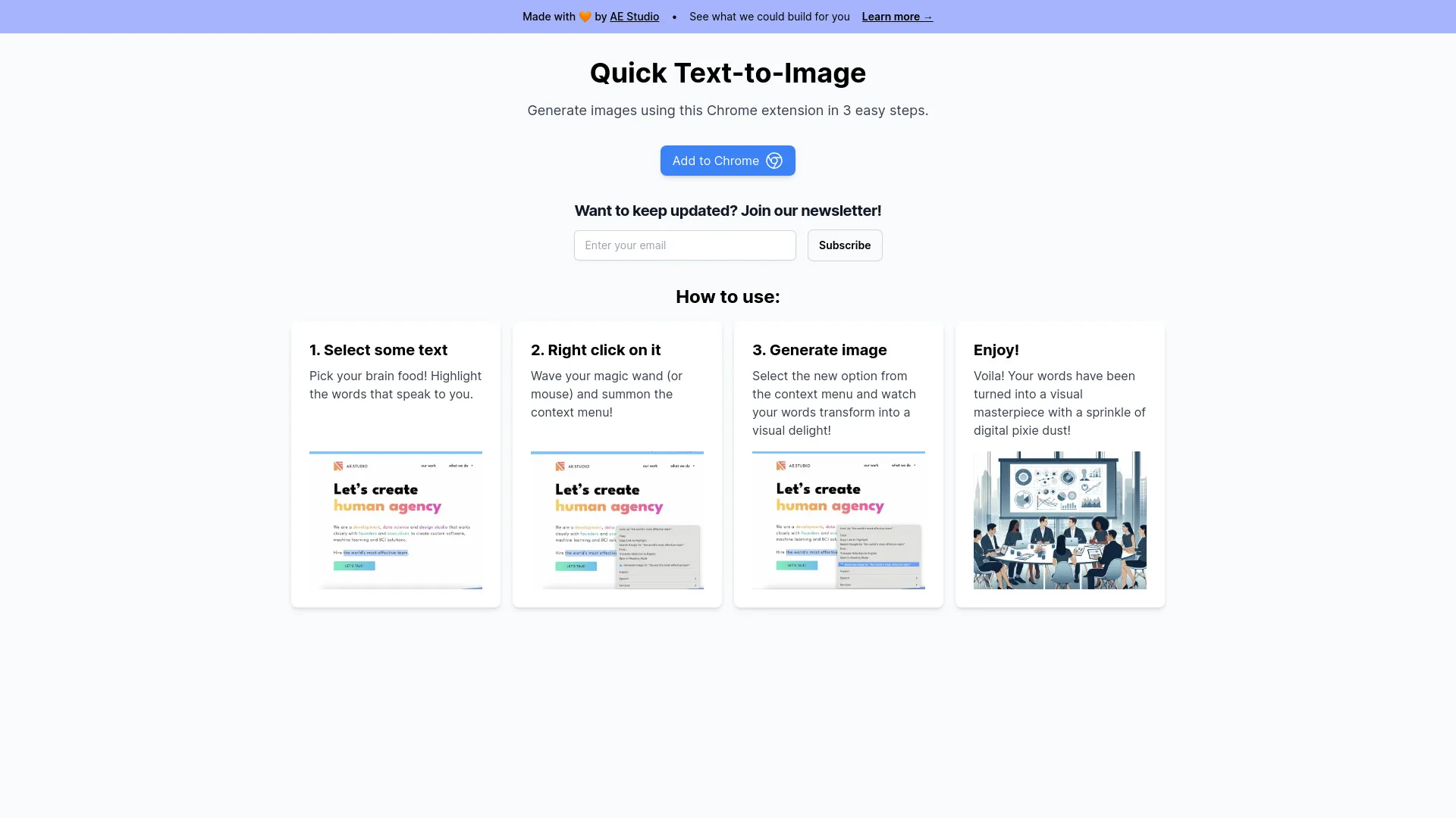 Quick Text-to-Image Chrome Extension screenshot