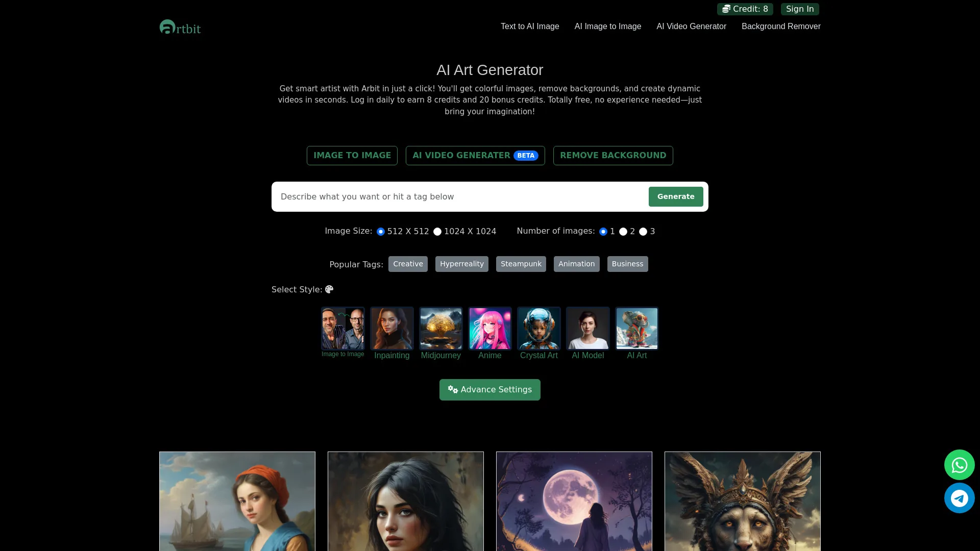Artbit AI Art Generator screenshot
