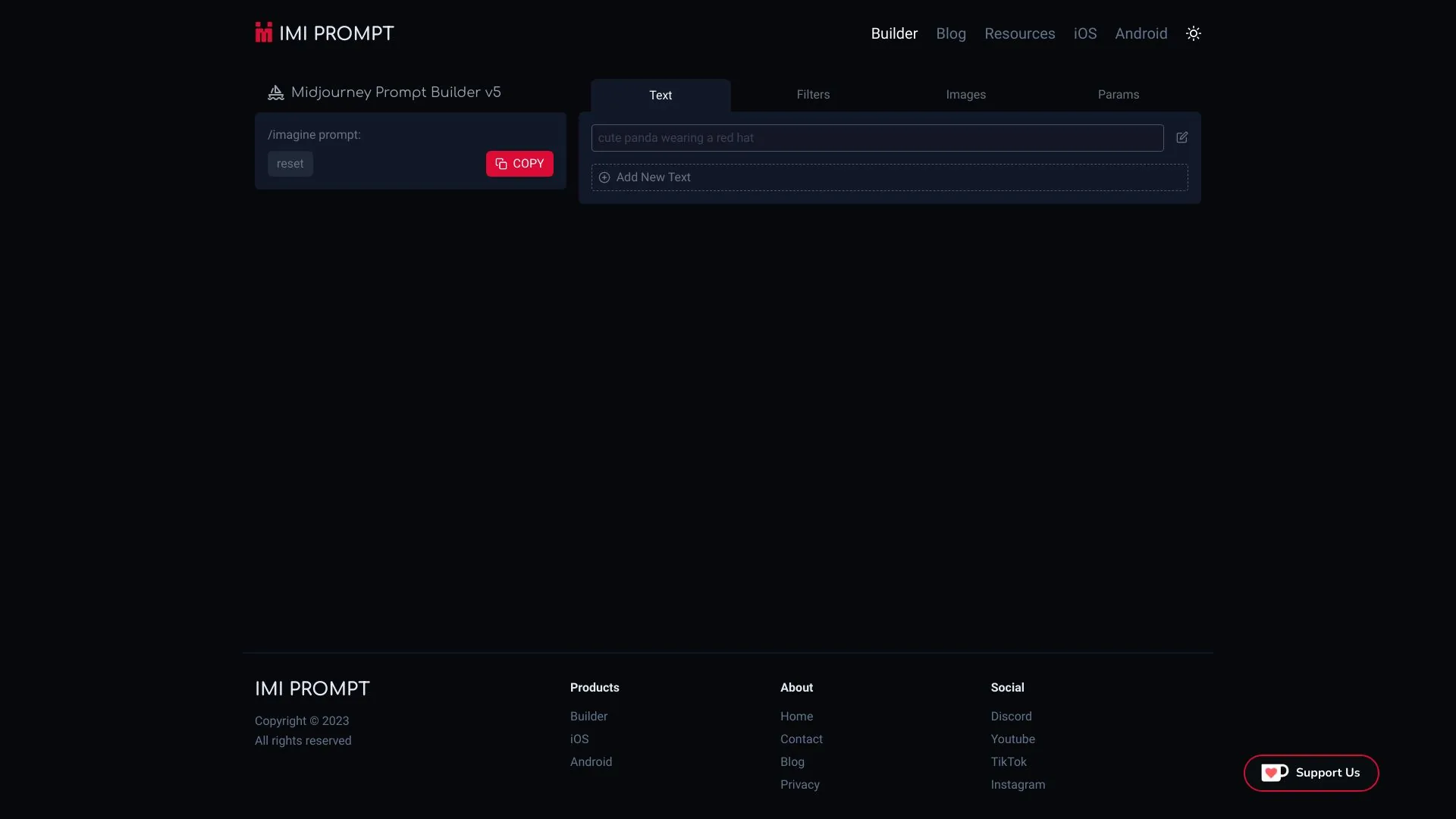 IMI Prompt Builder screenshot