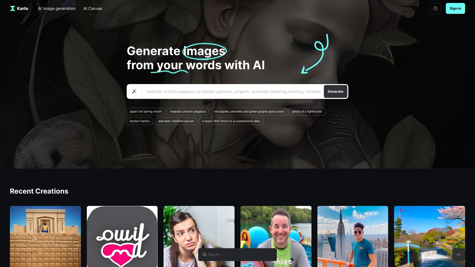 Karlo - Inspire and generate impressive AI images screenshot