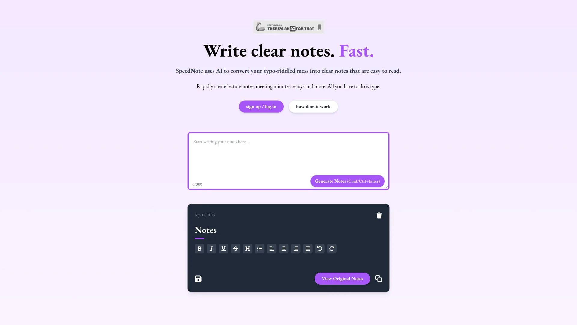 SpeedNote AI screenshot