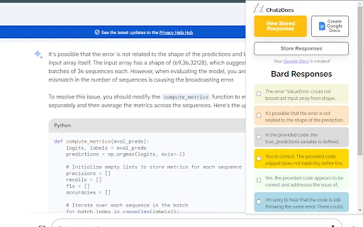 Chat2Docs screenshot