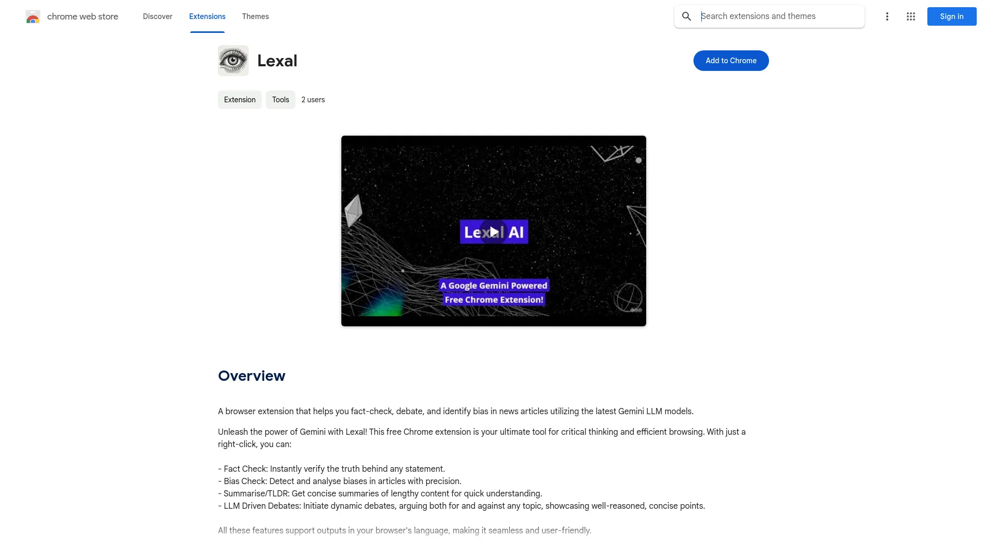 Lexal Gemini Extension screenshot