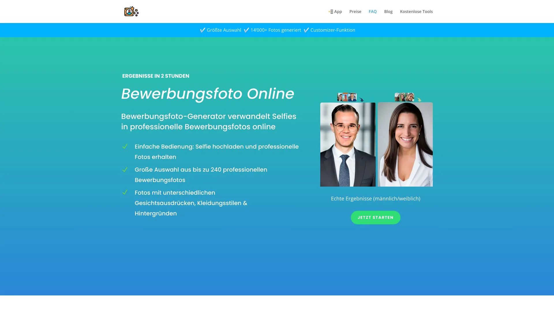 Bewerbungsfoto Online screenshot