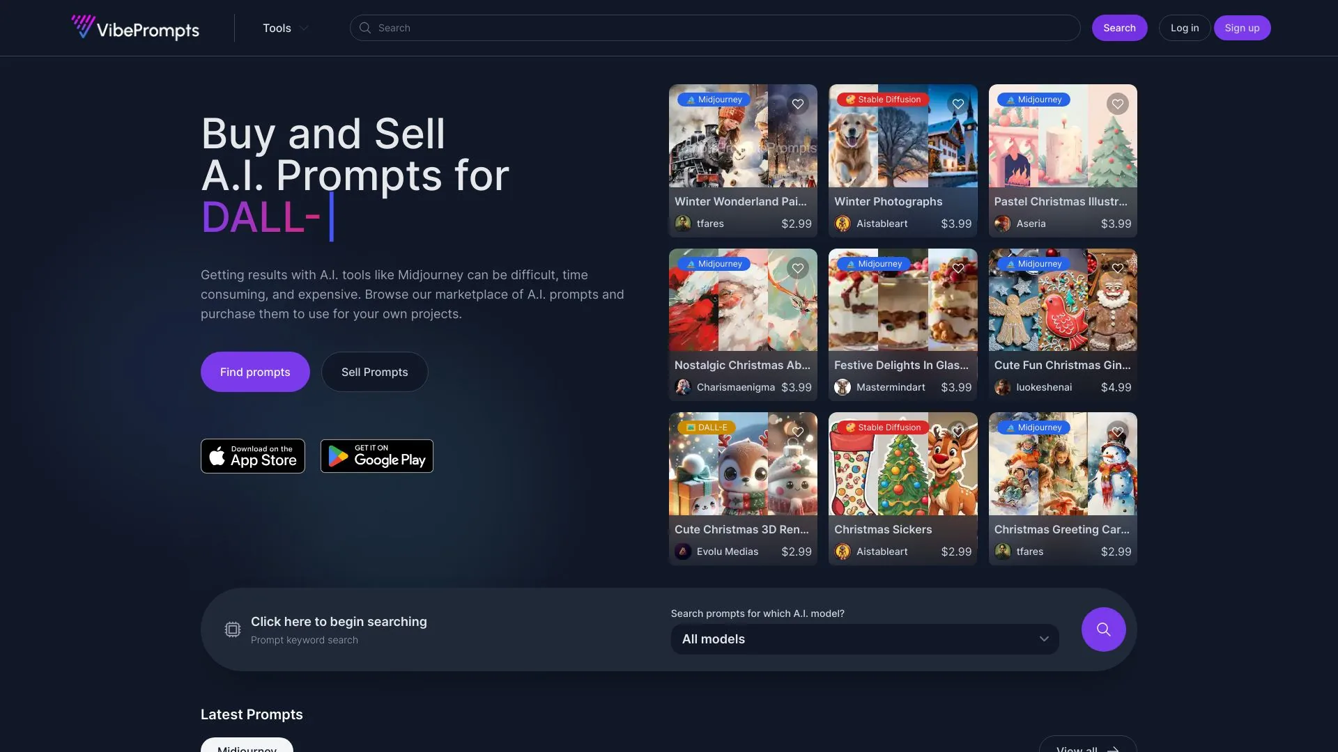 A.I. Prompt Marketplace screenshot