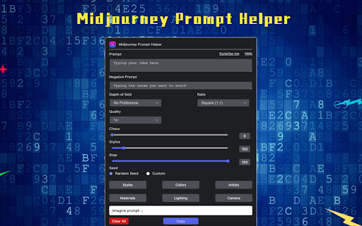 Midjourney Prompt Helper screenshot