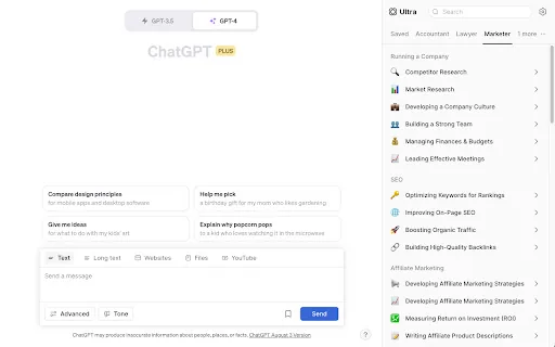 Ultra for ChatGPT screenshot