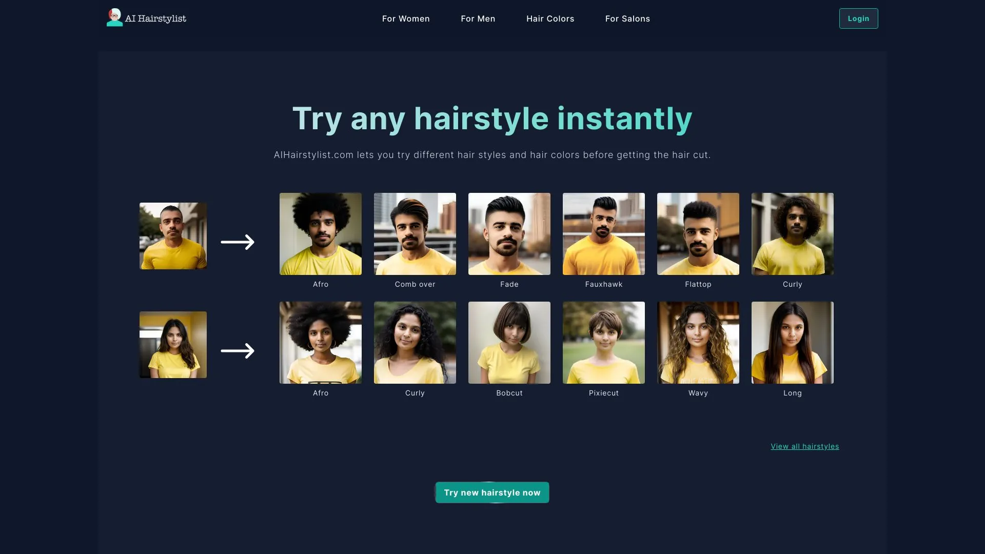 AIHairstylist.com screenshot