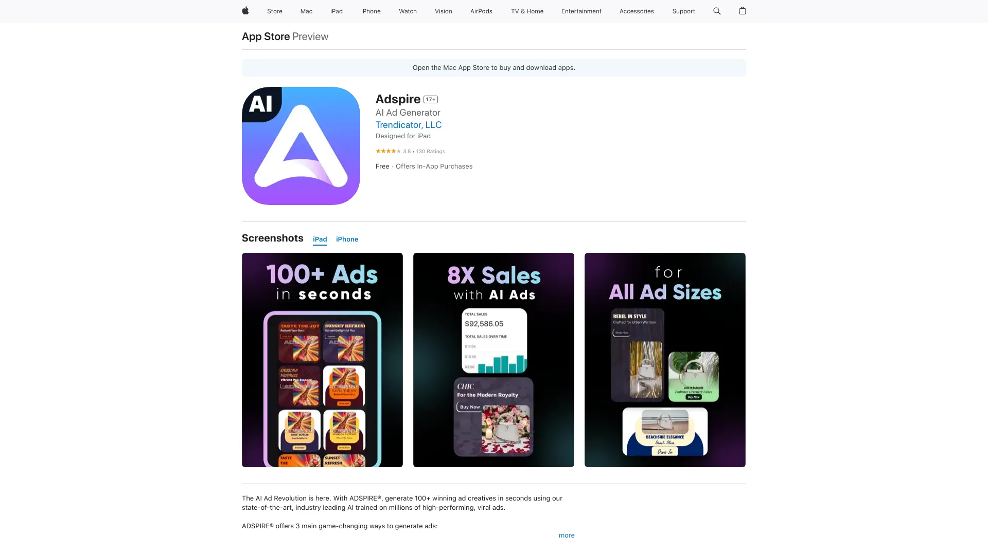 Adspire screenshot