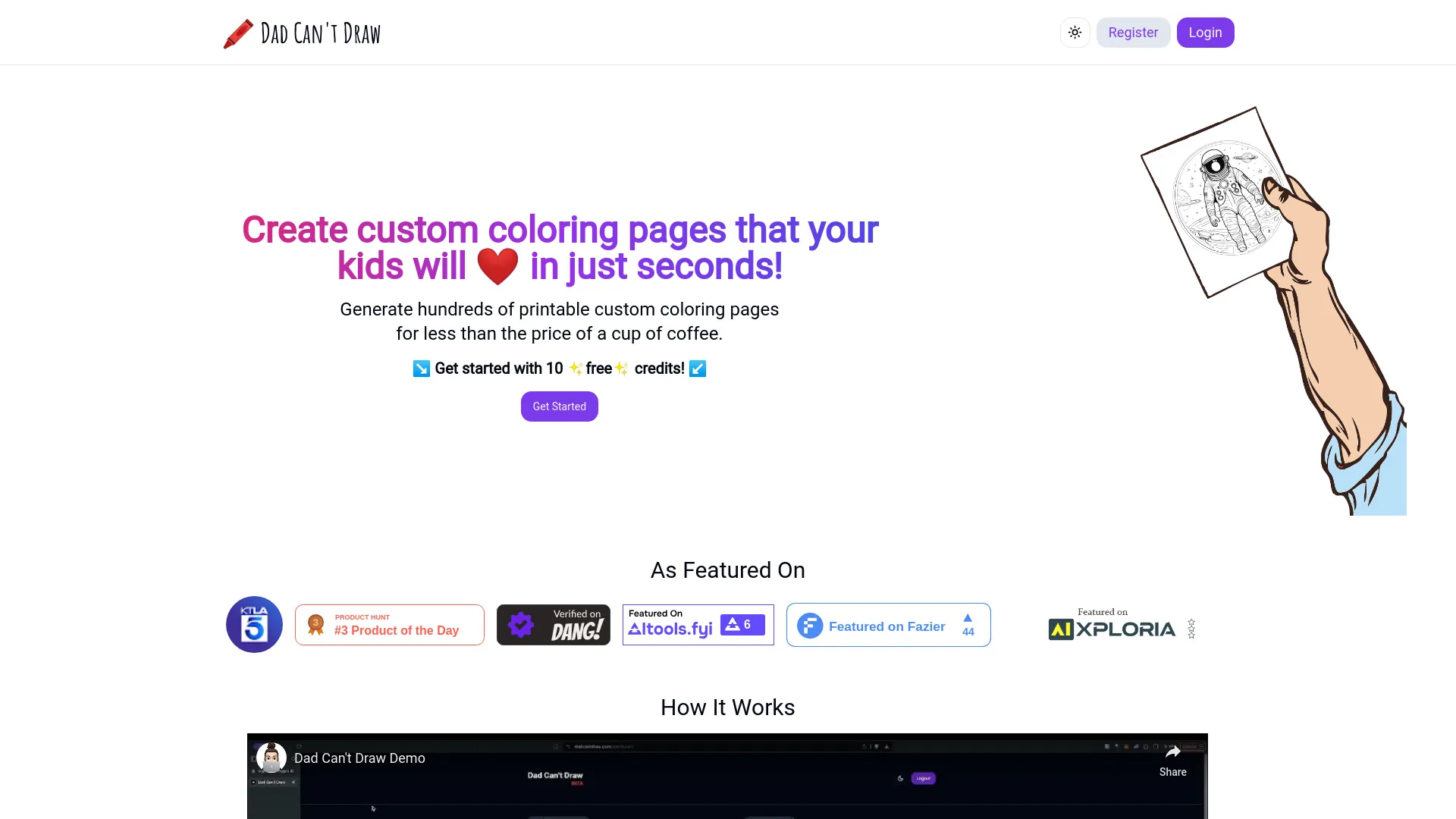 Dad Can't Draw - AI Coloring Pages for Kids screenshot