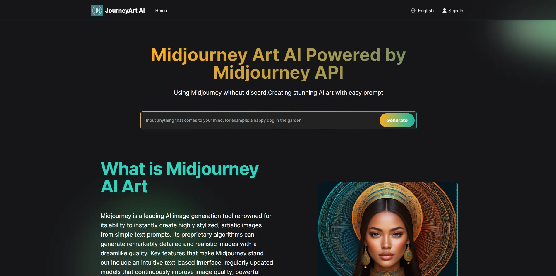 Midjourney Art AI screenshot