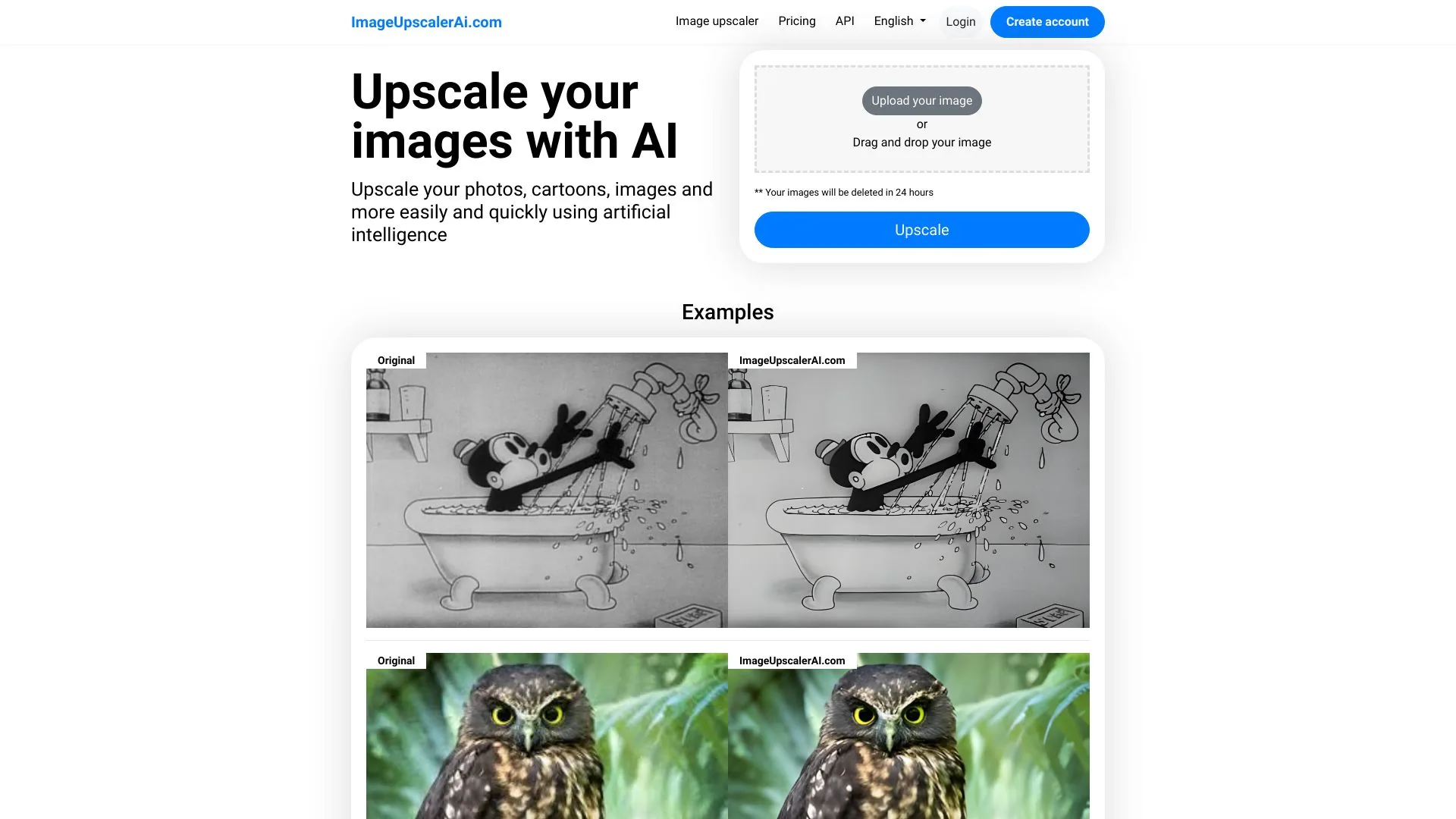 ImageUpscalerAI.com screenshot