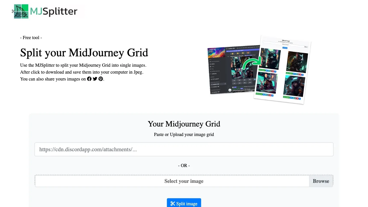 Midjourney Grid Splitter screenshot
