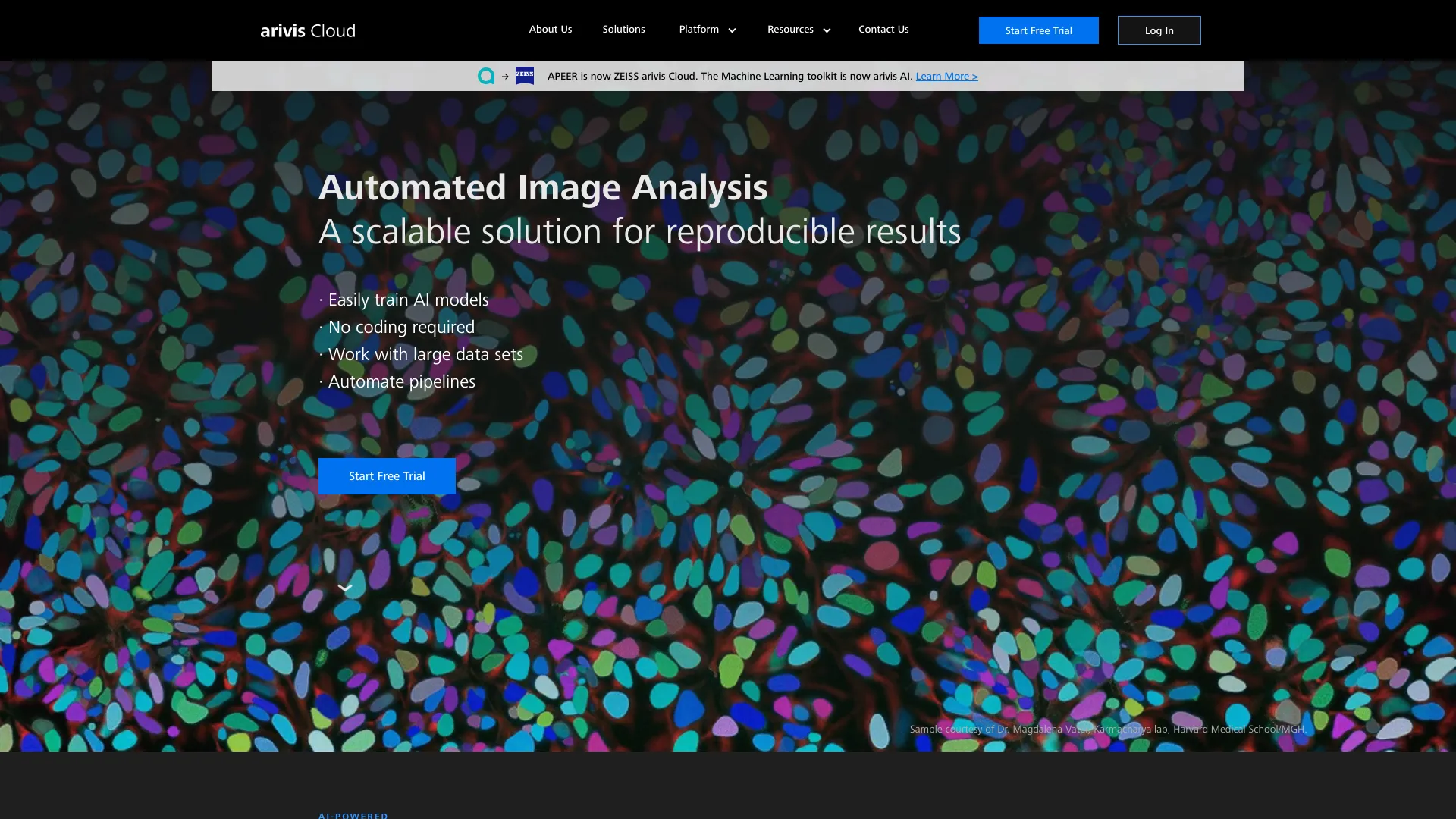 arivis Cloud screenshot