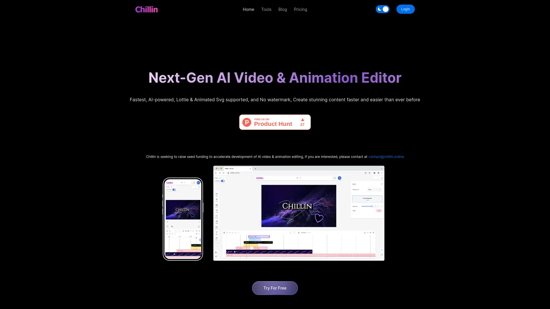 Chillin - Next-Gen AI Video & Animation Editor screenshot