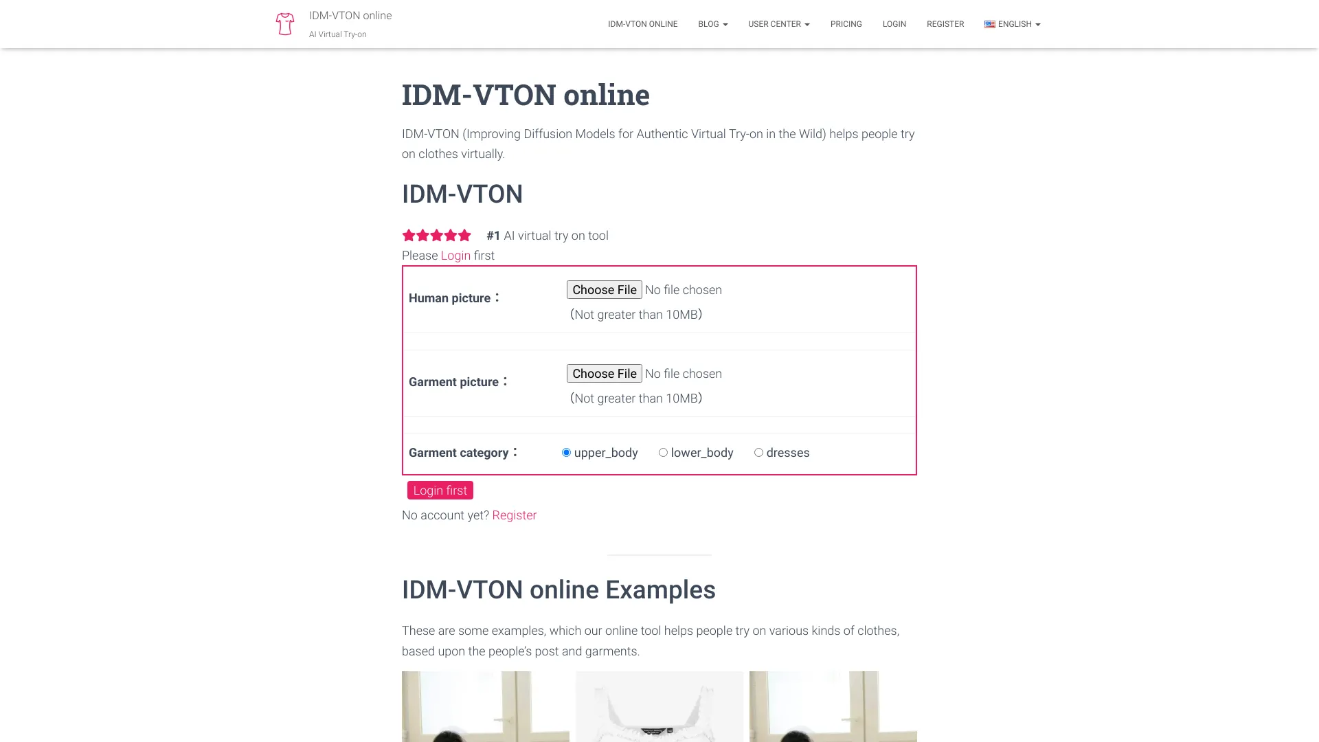 IDM-VTON online screenshot