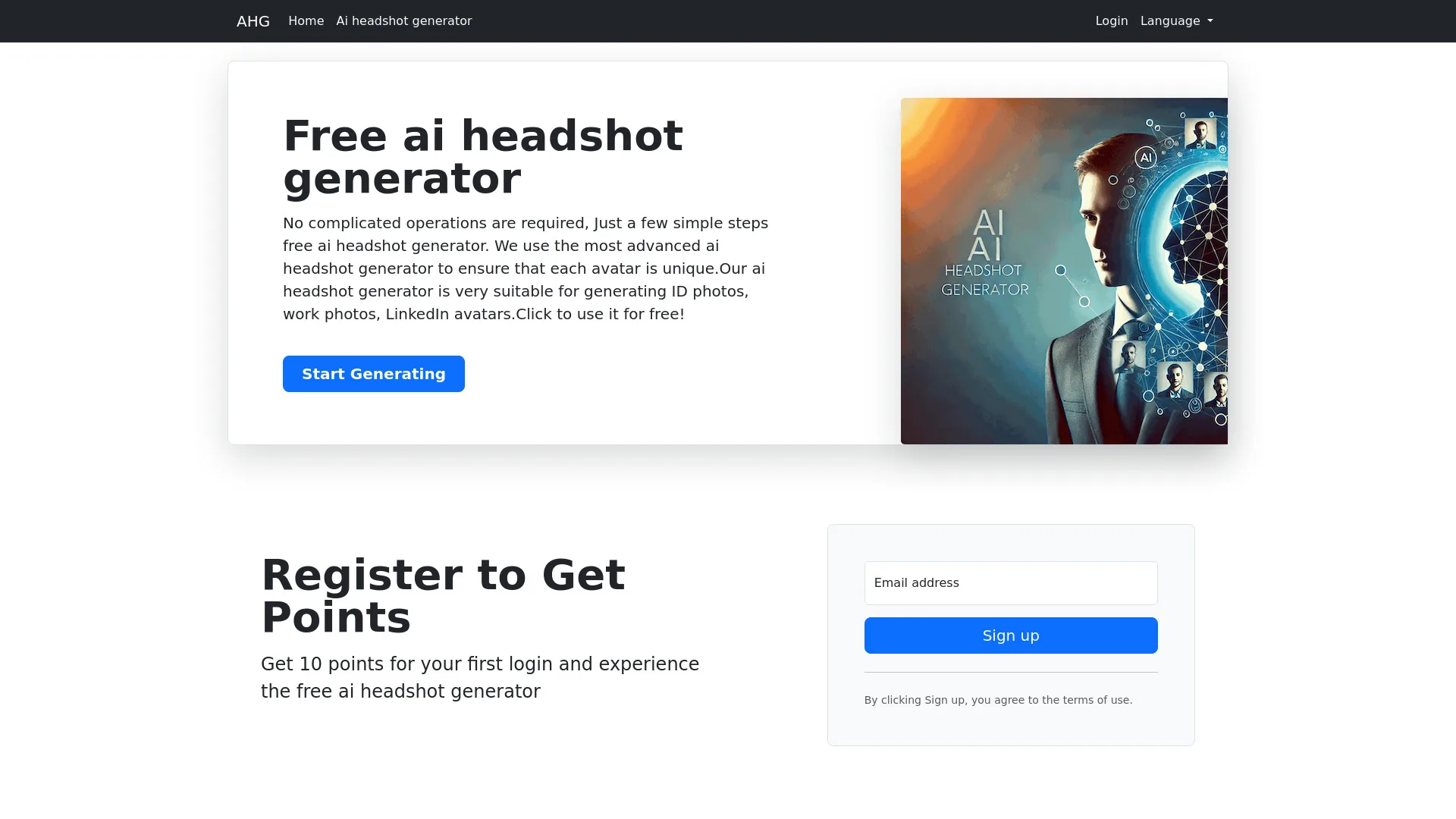 Free ai headshot generator screenshot
