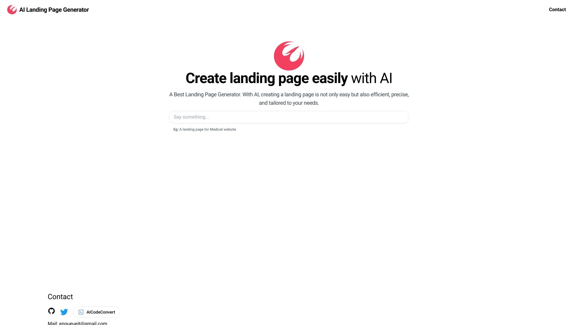 AI Landing Page Generator screenshot