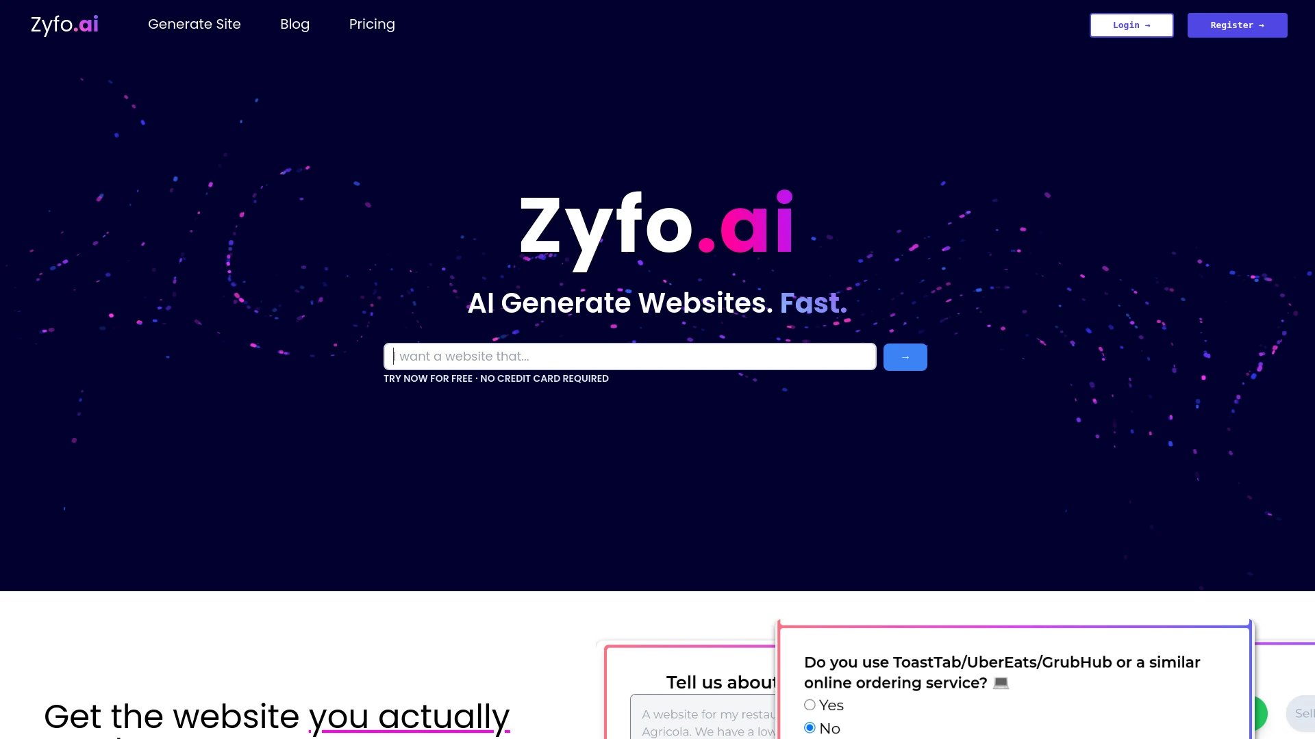 Zyfo AI Website Generator screenshot