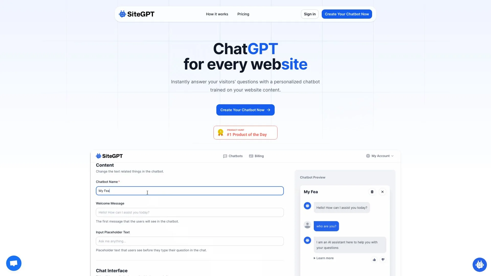 SiteGPT screenshot