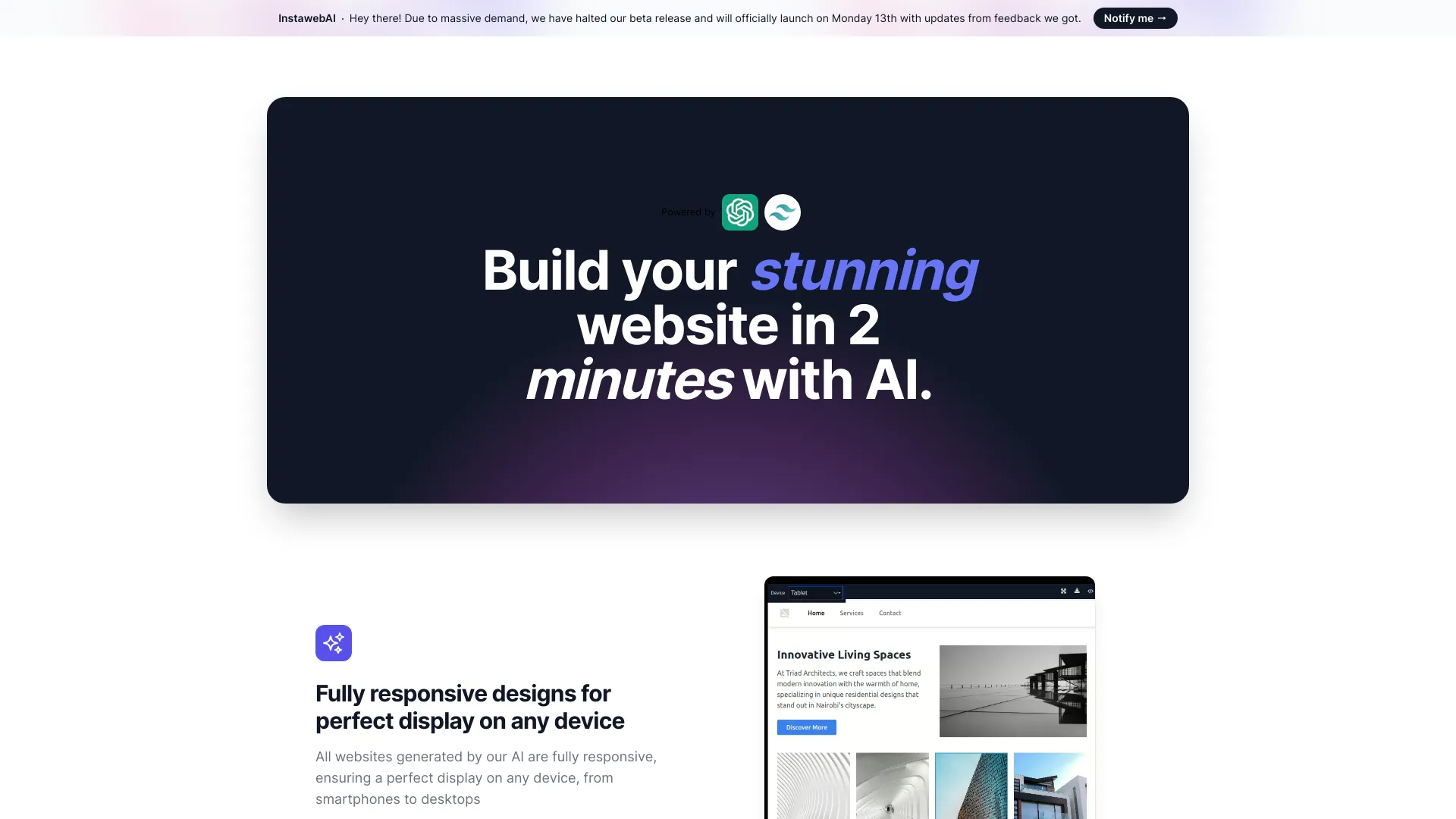 InstaWebAI screenshot