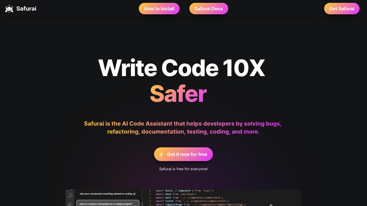 Safurai | Developer Assistant - AI Coding Tool screenshot