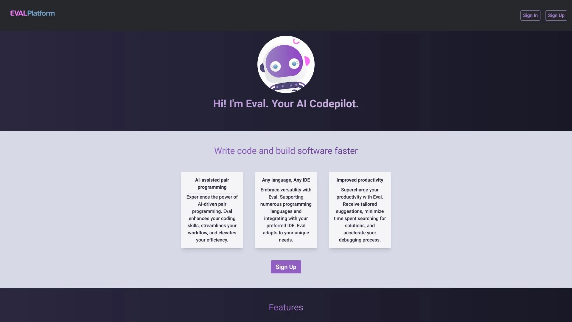 Eval - Your AI coding assistant screenshot