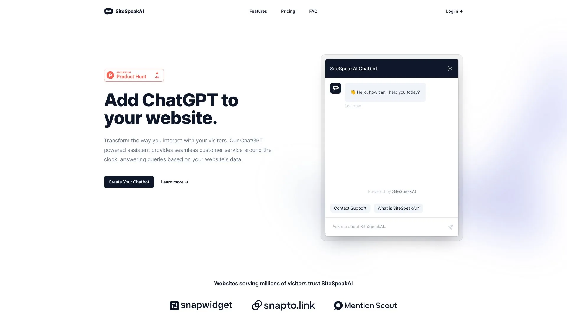 SiteSpeakAI screenshot