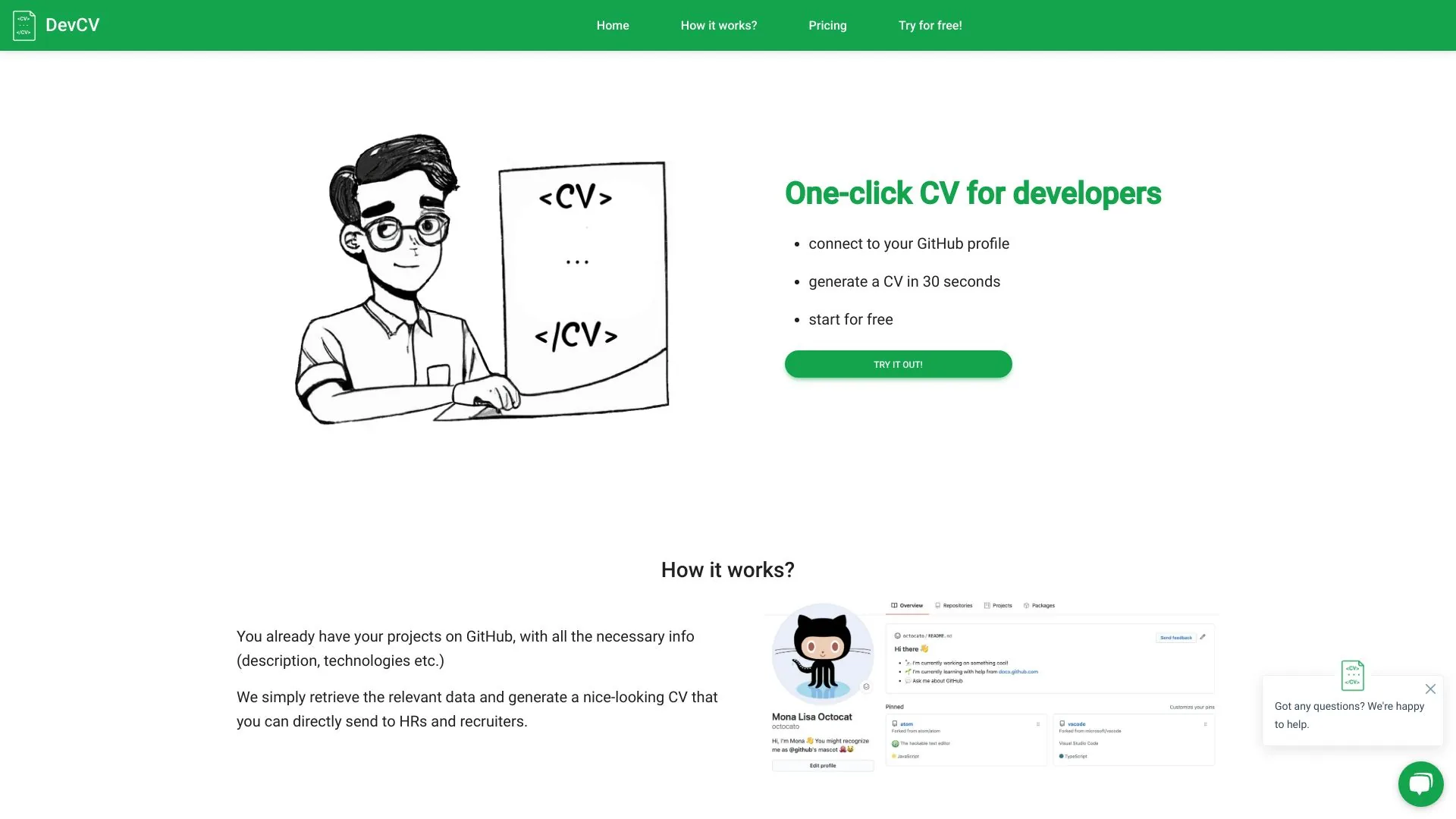 DevCV screenshot