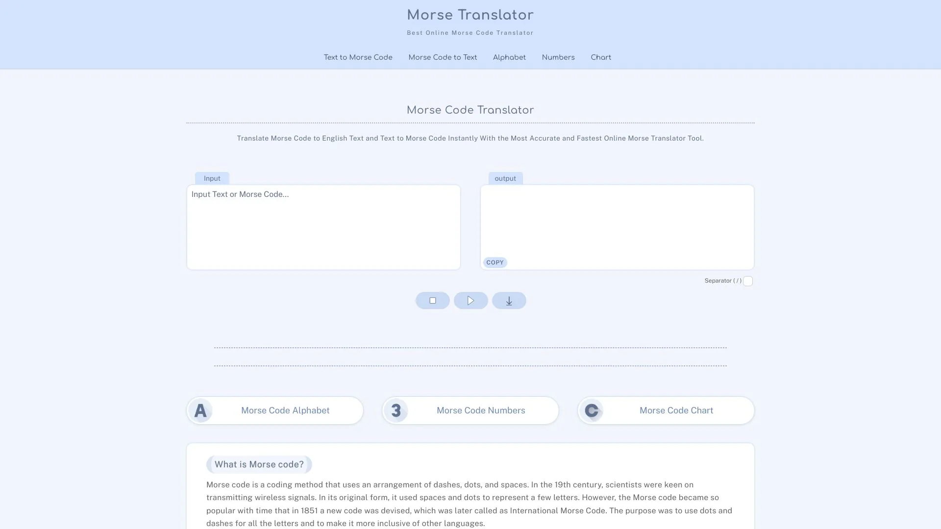 Morse Code Translator screenshot
