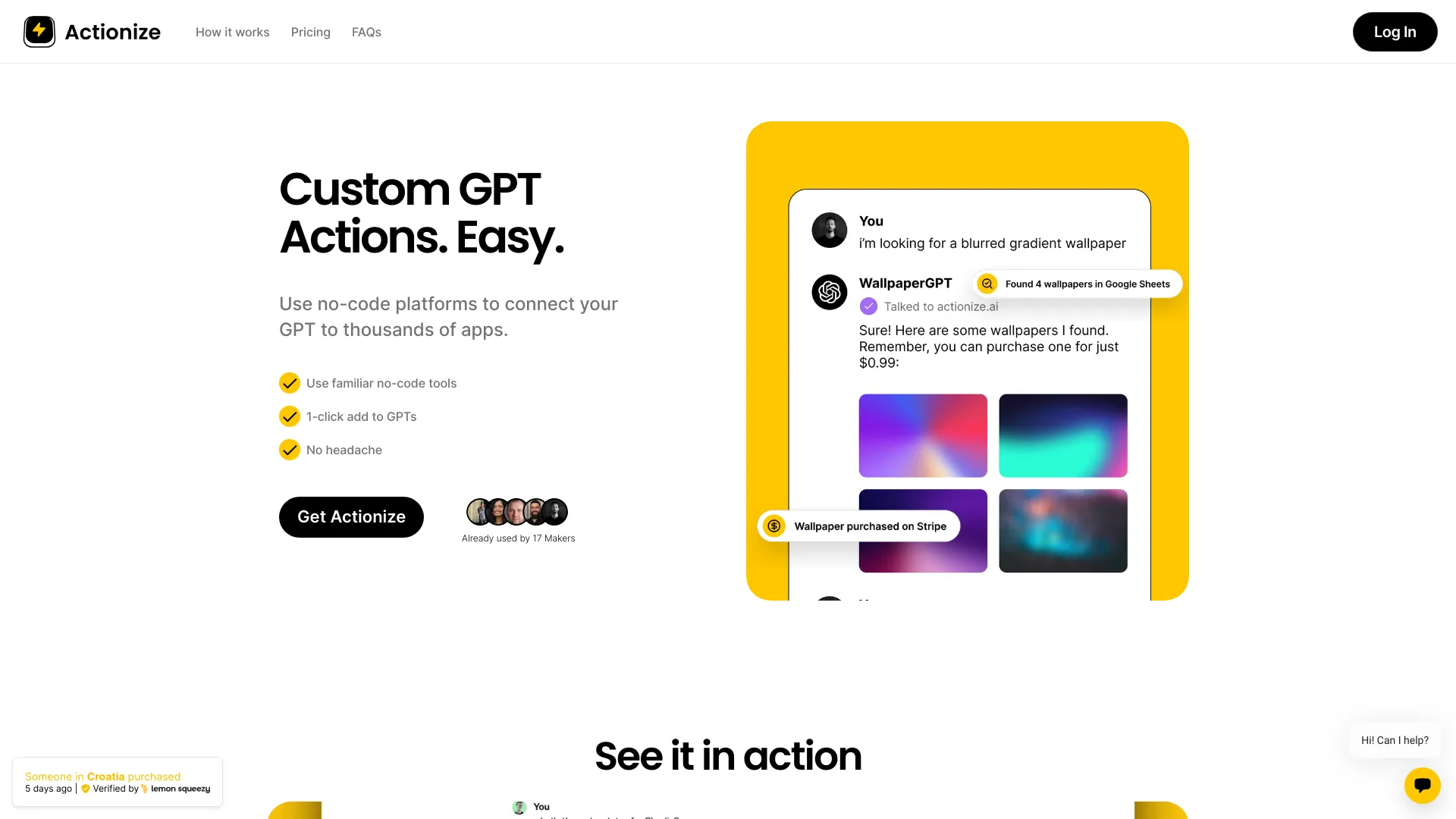 Actionize screenshot