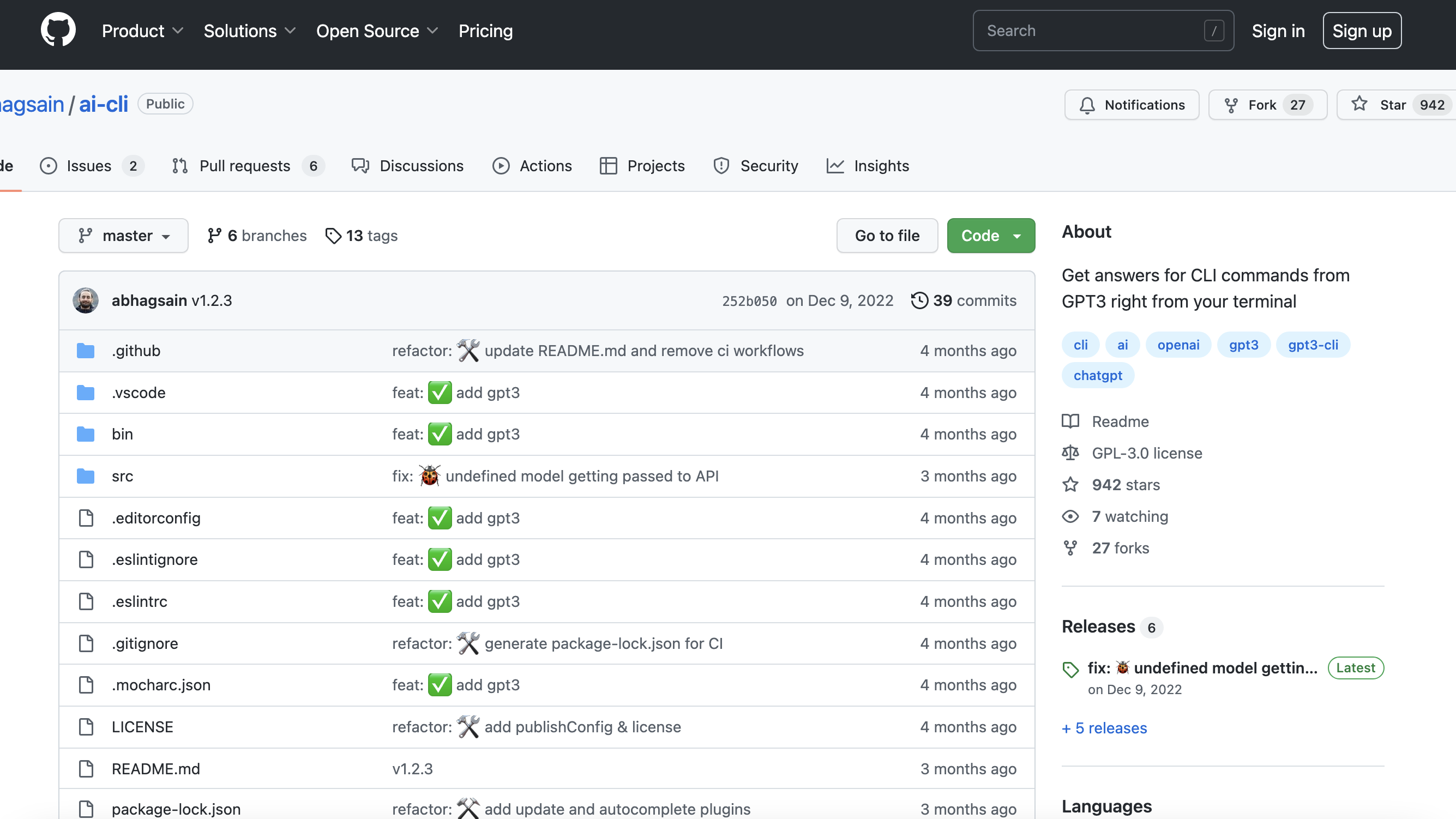 Command line interface powered by open source GPT-3 screenshot