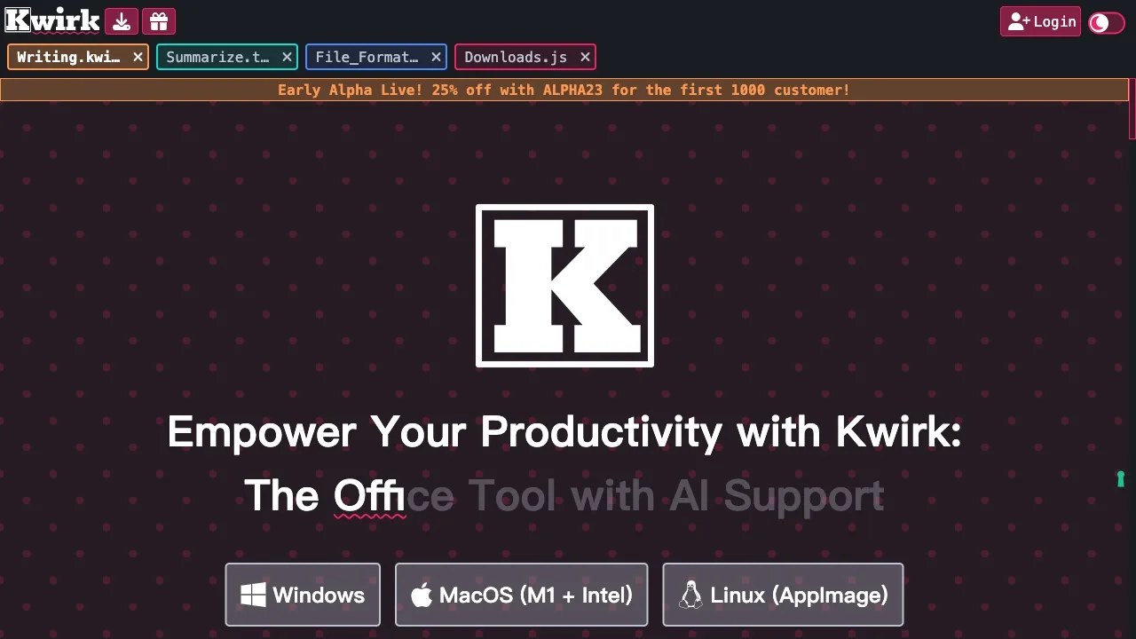 Kwirk.io - AI-assisted work screenshot