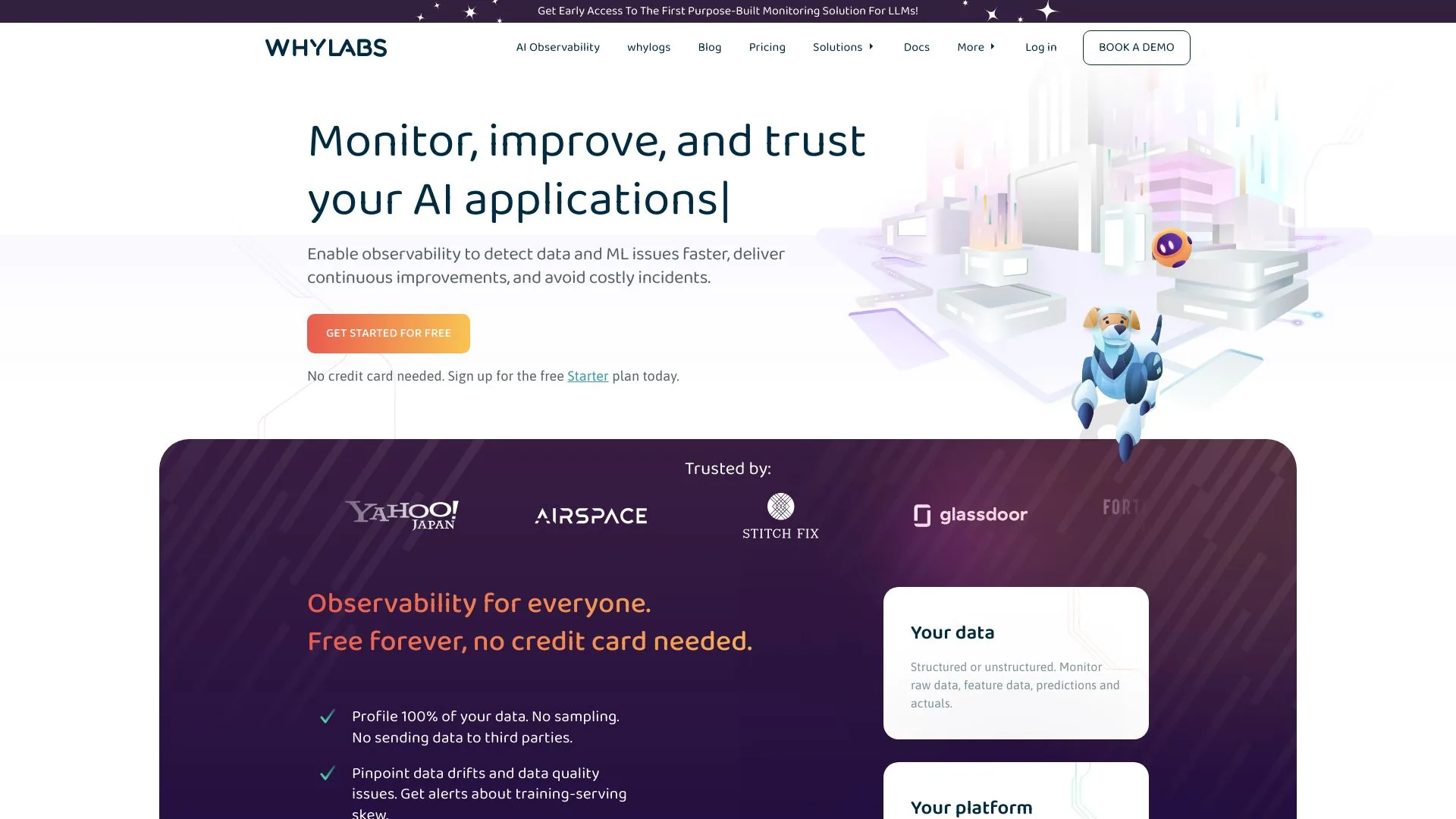WhyLabs AI Observability Platform screenshot