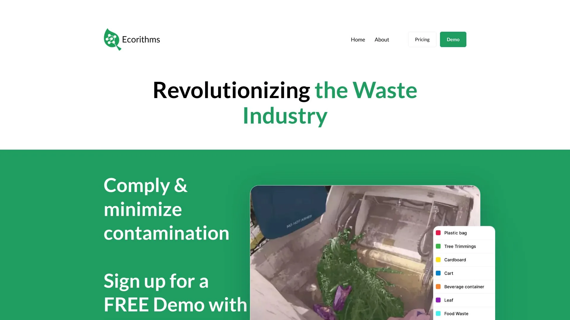 Ecorithms Waste Management AI Software screenshot